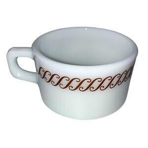 Vintage PYREX Corning Stackable Diner Coffee Mug Regency Brown White